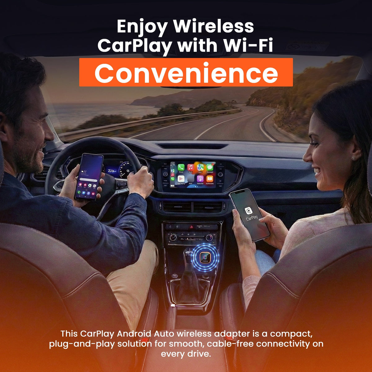 TORVO 2-in-1 Wireless CarPlay & Android Auto Adapter