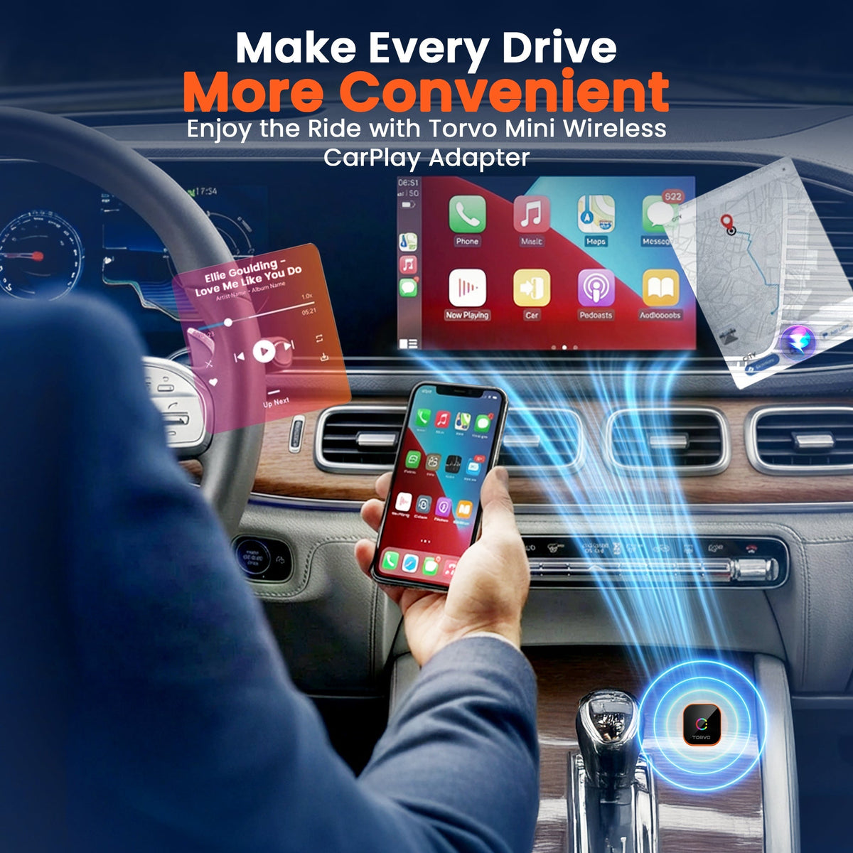 TORVO 2-in-1 Wireless CarPlay & Android Auto Adapter
